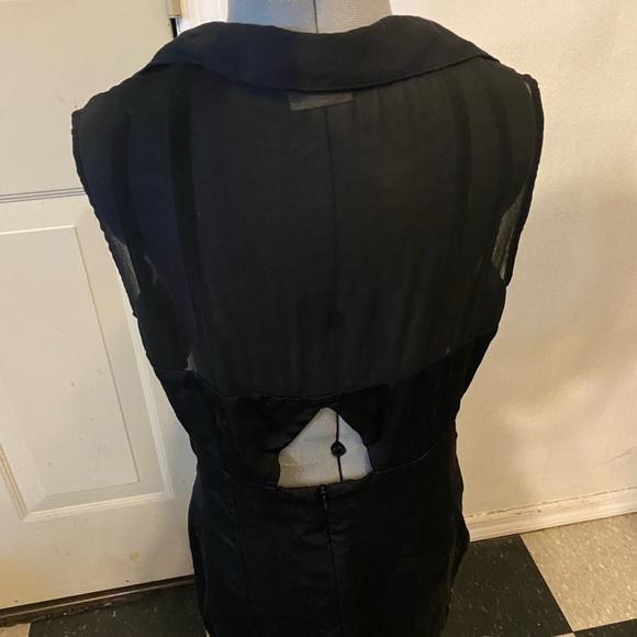 Free People little black cut out button up mesh dress size 8 - Picture 4 of 6
